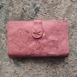 pink leather wallet